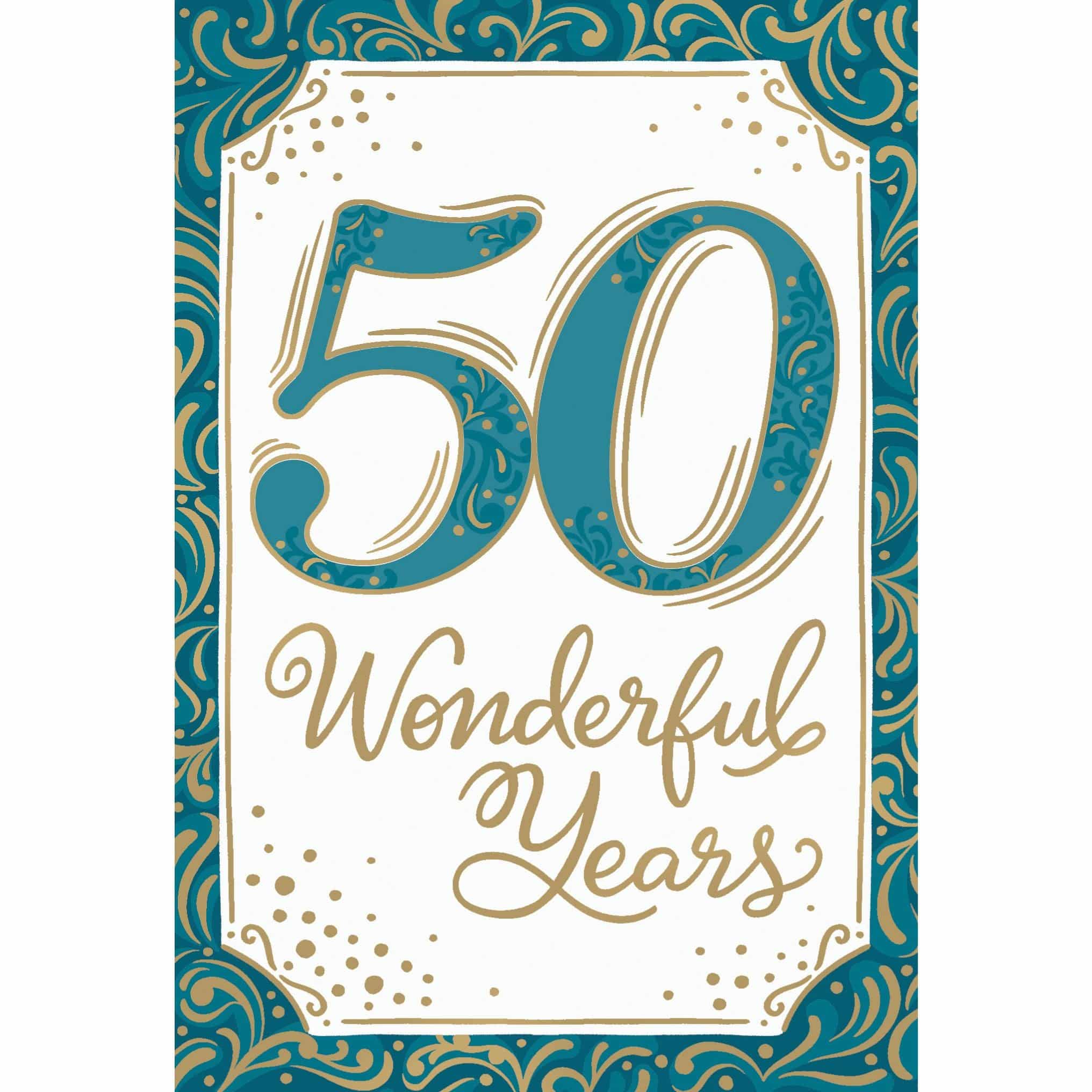 Pictura 50 Wonderful Years 50th Anniversary Card with elegant design, perfect for celebrating a half-century milestone.